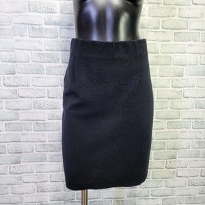 Black Ribbed Aline Mini Skirt High Waisted Kick Pleat‎ S